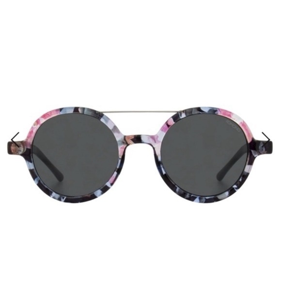 KOMONO Round Sunglasses NEW The Vivien Floral Black Pink NWT main image 11